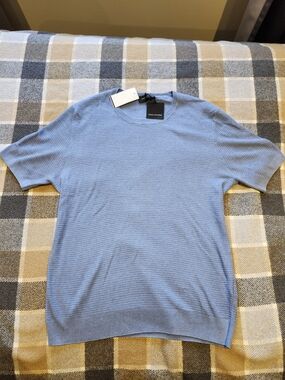 TAGLIATORE Men's Light Blue Short Sleeve Knit Top